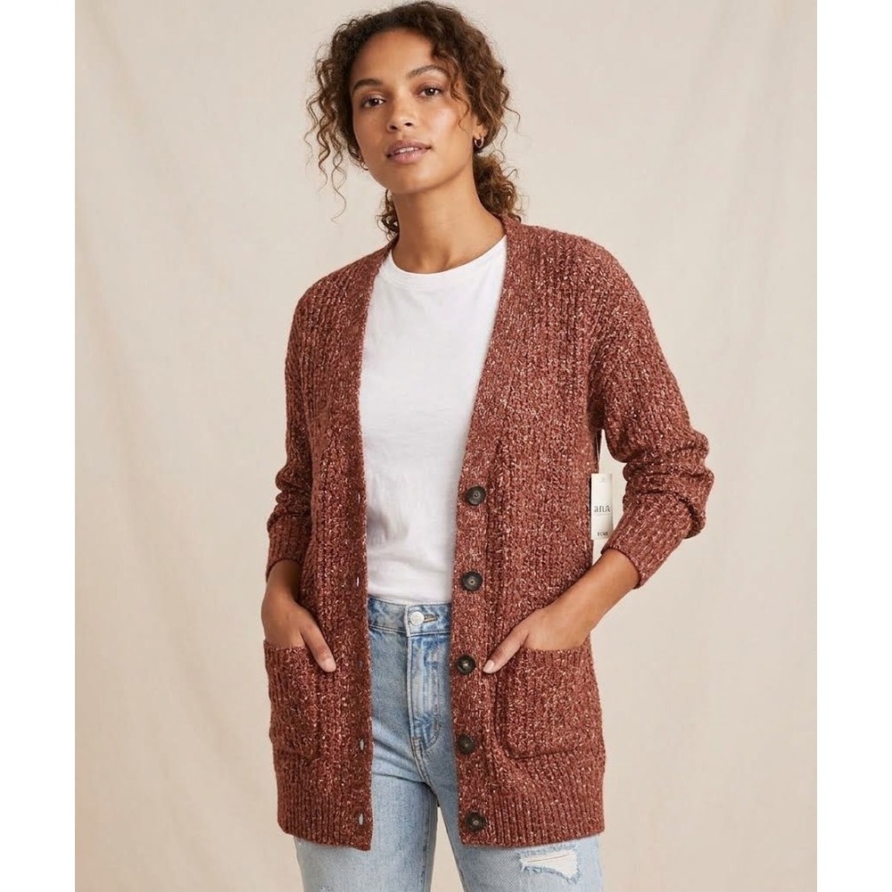 a.n.a Cardigan Sweater Womens XS  Marled Knit Longline Button Front